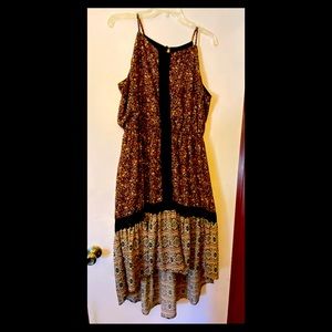 KNOX ROSE black and brown Hi low Boho maxi dress
